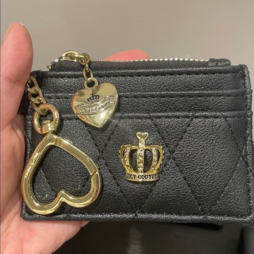 2 card holders：Juicy Couture Black Quilted Card Wallet with Gold Charms+ 1 more